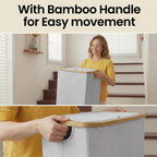 Slim Laundry Hamper with Lid and Removable Bag, 75L Light Grey