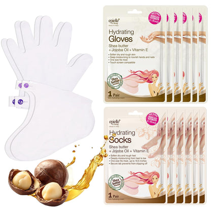 Hydrating Hand & Foot Masks, Relieve and Soften Dry, Overworked Skin, Self Care Gifts for Women, Spa Kit, 6