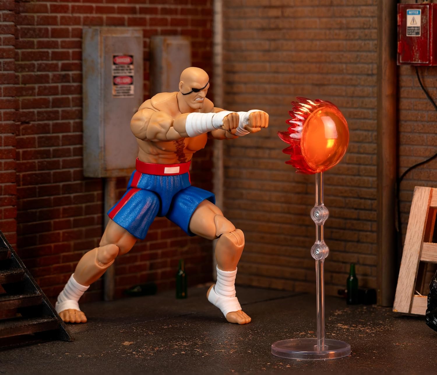 Street Fighter II Sagat Deluxe 1:12 Scale Action Figure - Highly Articulated, Tiger Shot Accessory & Stand, 7.6" Tall