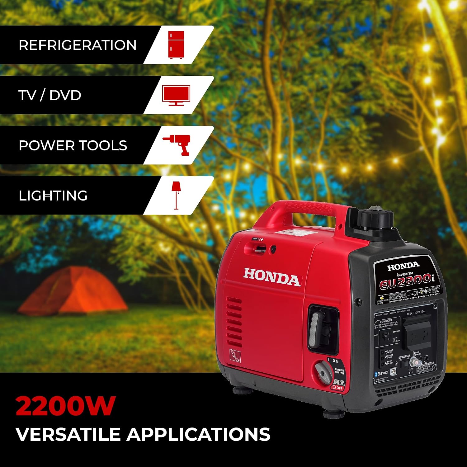 EU2200i 2200 Watt Inverter Generator (EU2200ITAN) | Super Quiet 120V Gas Powered Portable Generator for Camping or
