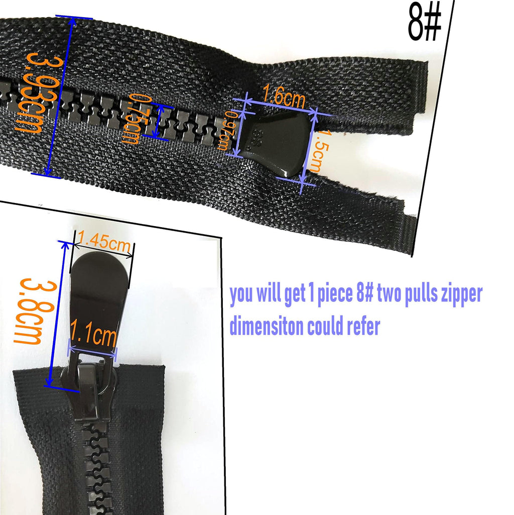 #8 Separating Zippers Two Way Resin Zippers 30 Inch Black Zipper
