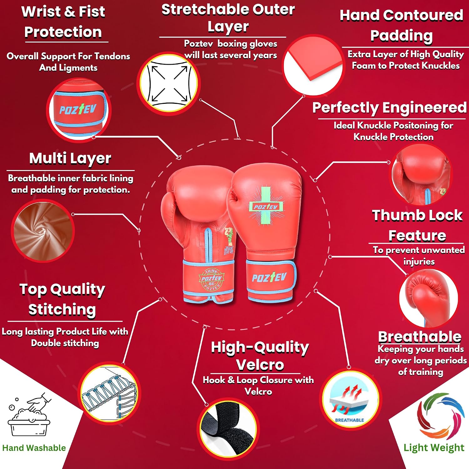 Boxing Gloves for Men & Women Professional Workout Gloves for Sparring, Heavy Bag Training - Muay Thai Focus Mitts