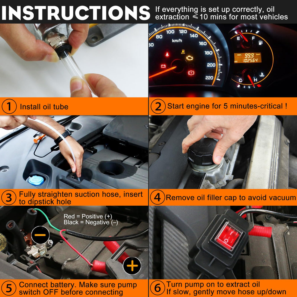 FACFUEL Electric Oil Extractor Pump, Dipstick Engine Oil Change Pump 12V