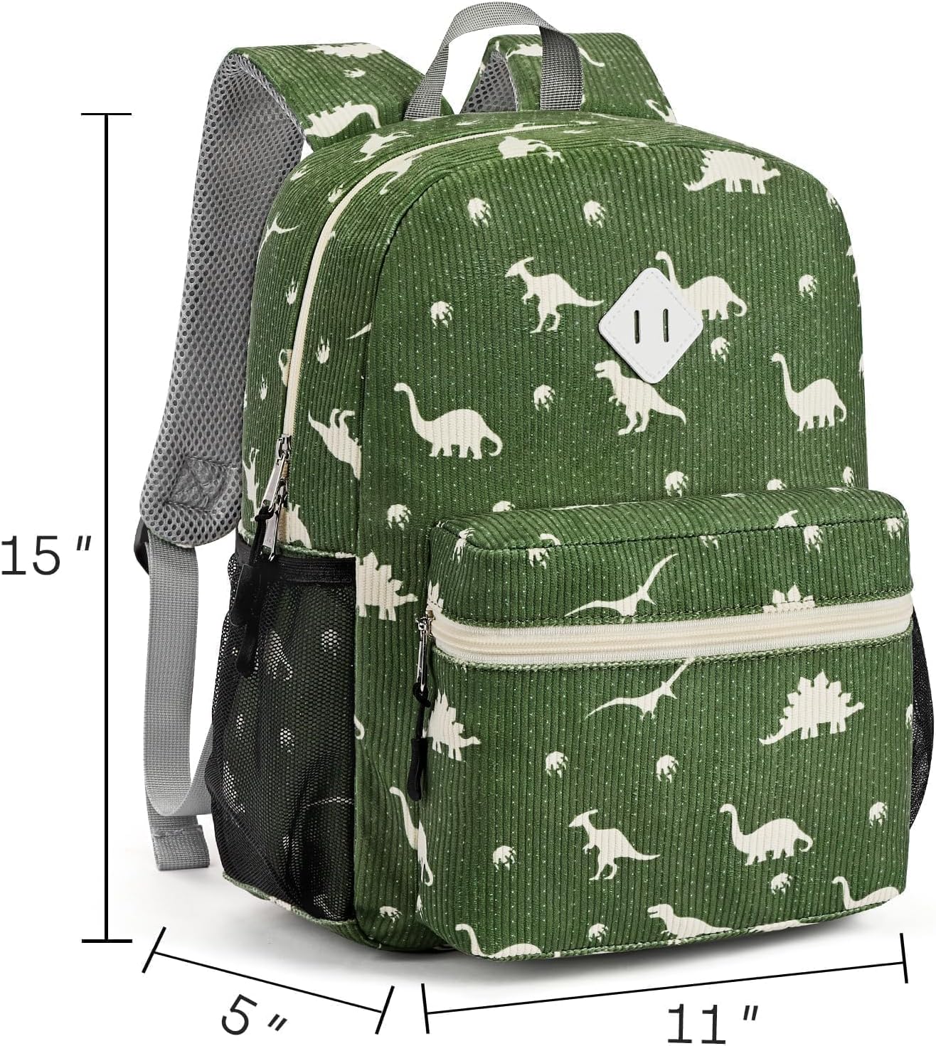 Corduroy Kids Backpack for Boys Girls 3-8, Boys Backpack for Elementary Kindergarten - Dinosaur