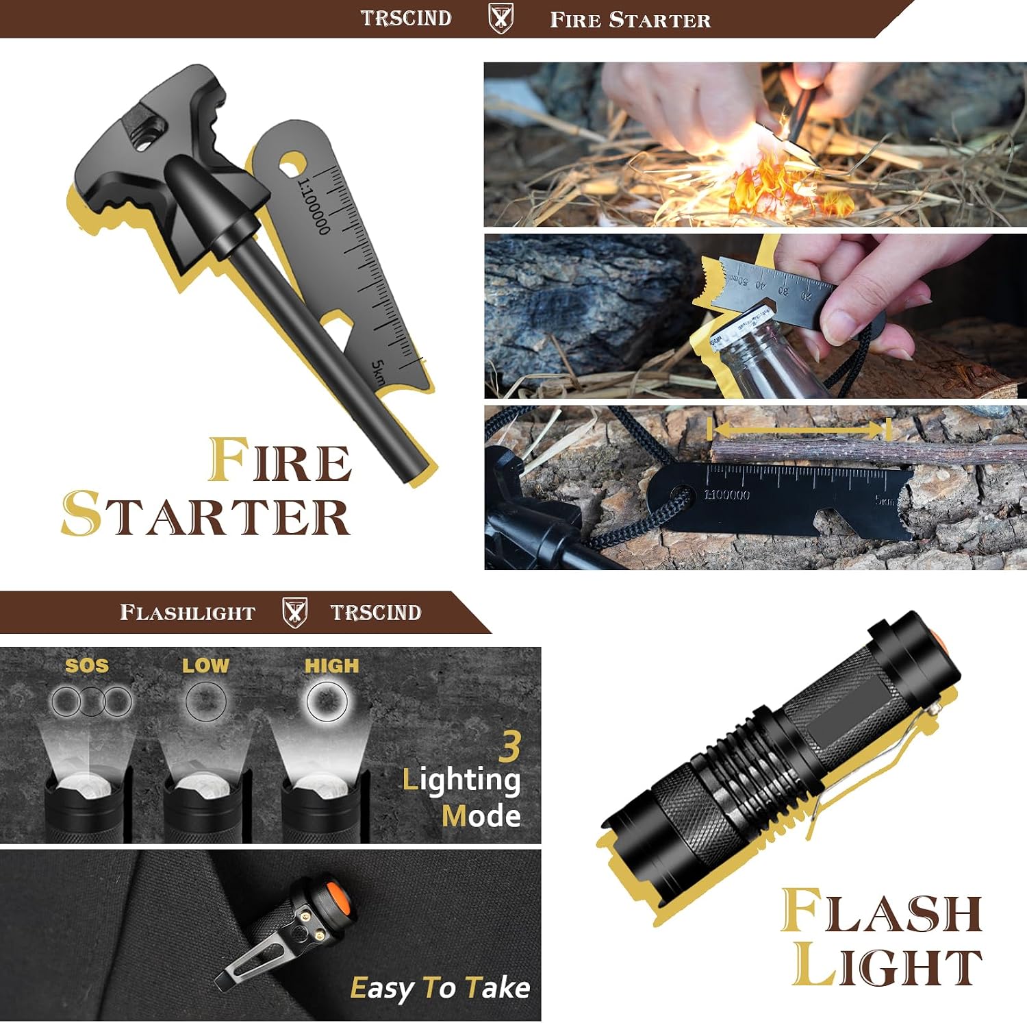 Survival Kit 14 in 1, Gifts for Men Dad Husband, Emergency Survival Gear and Equipment, Anniversary Birthday Gifts