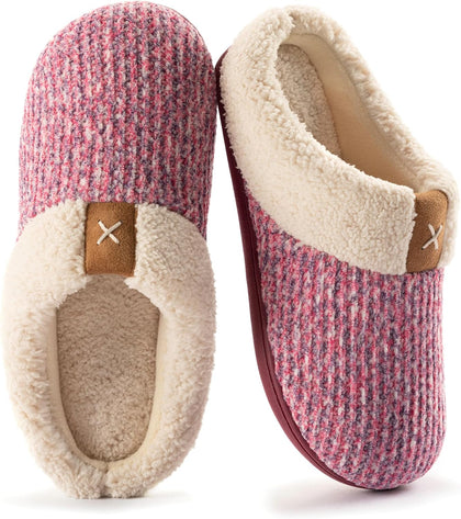 Women's Indoor Bedroom Slipper with Memory Foam, Gift for Women, Wool-Like House Shoe with Anti-Skid Rubber Sole for