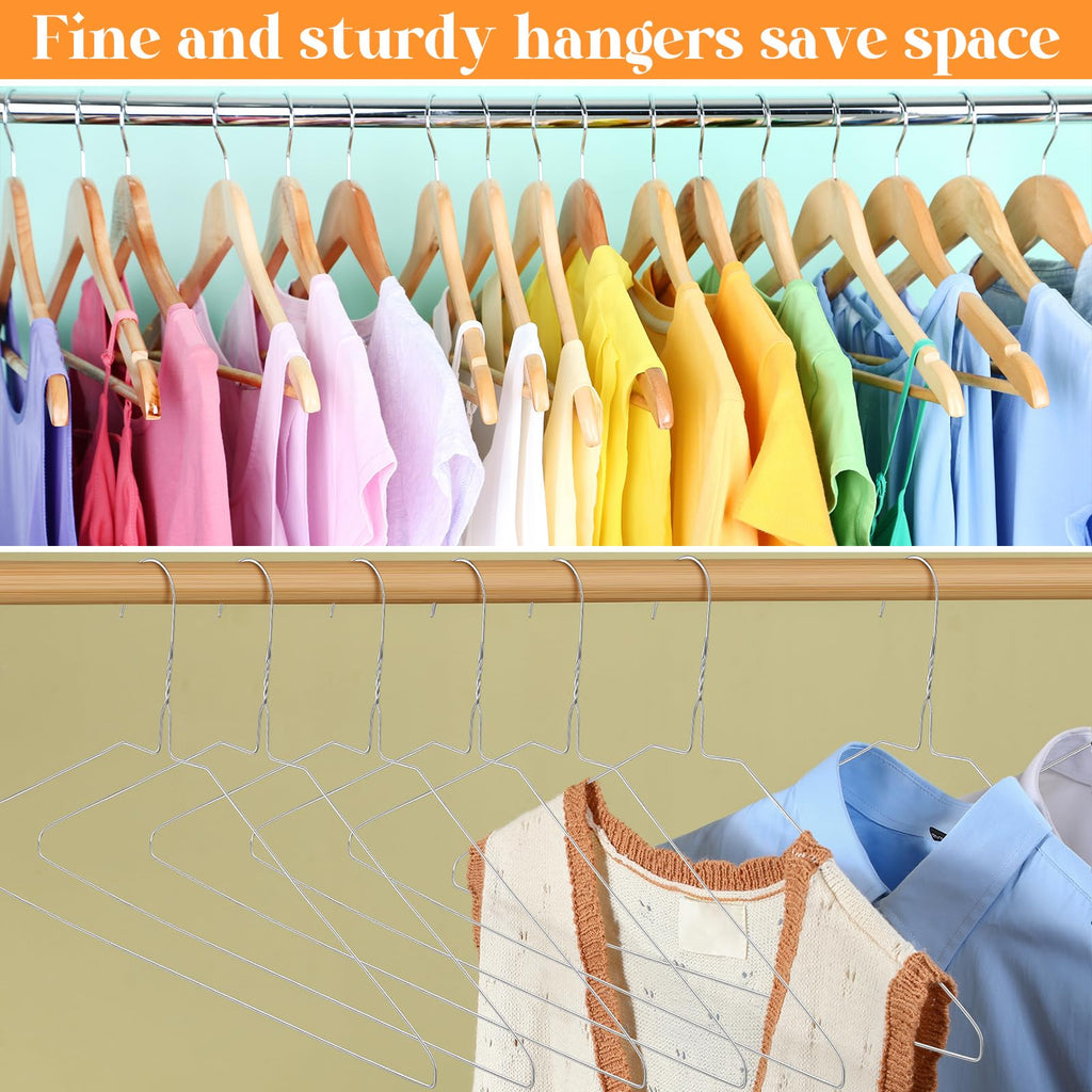 200 Pcs Wire Hangers Bulk Dry Cleaner Hangers,Silver