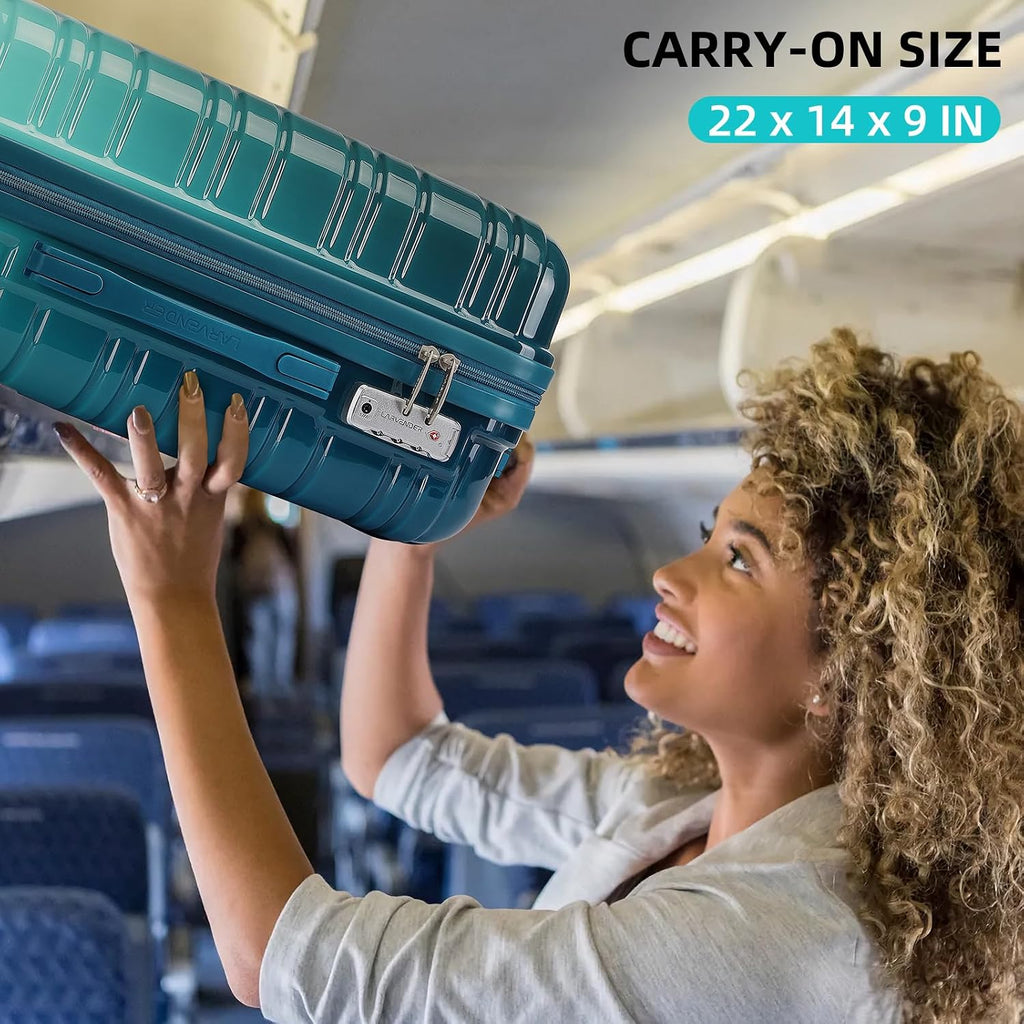 Luggage Sets 3 Piece, 20 Inch Carry on Luggage 22x14x9 Airline Approved Hardside PC+ABS Suitcase Set with Spinner