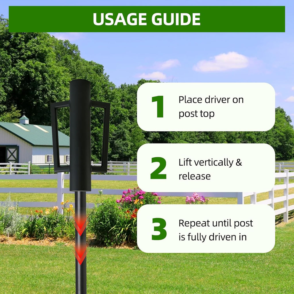 Fence Post Driver with Handle 16.5 Inch T Post Driver, 8LB Heavy Duty Hand Post Pounder, 2.7 inch Inner Diameter Hand