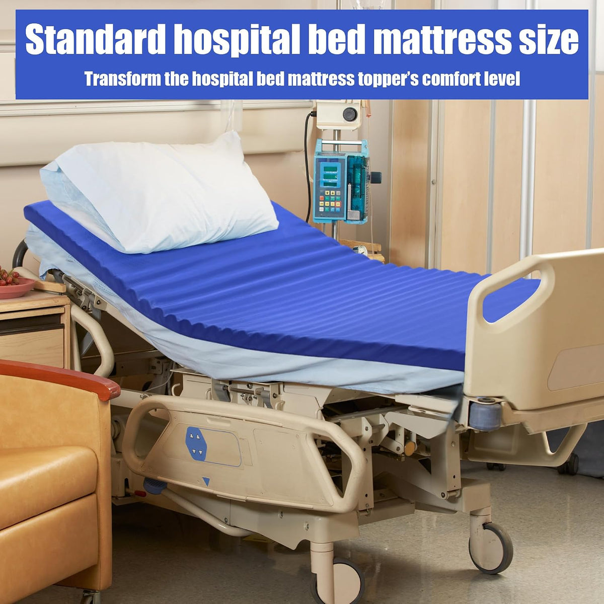 Waterproof Bed Sore Mattress Topper, Wave Shape Hospital Bed Topper Medical Mattress Cushion for Hospital Beds, Foam