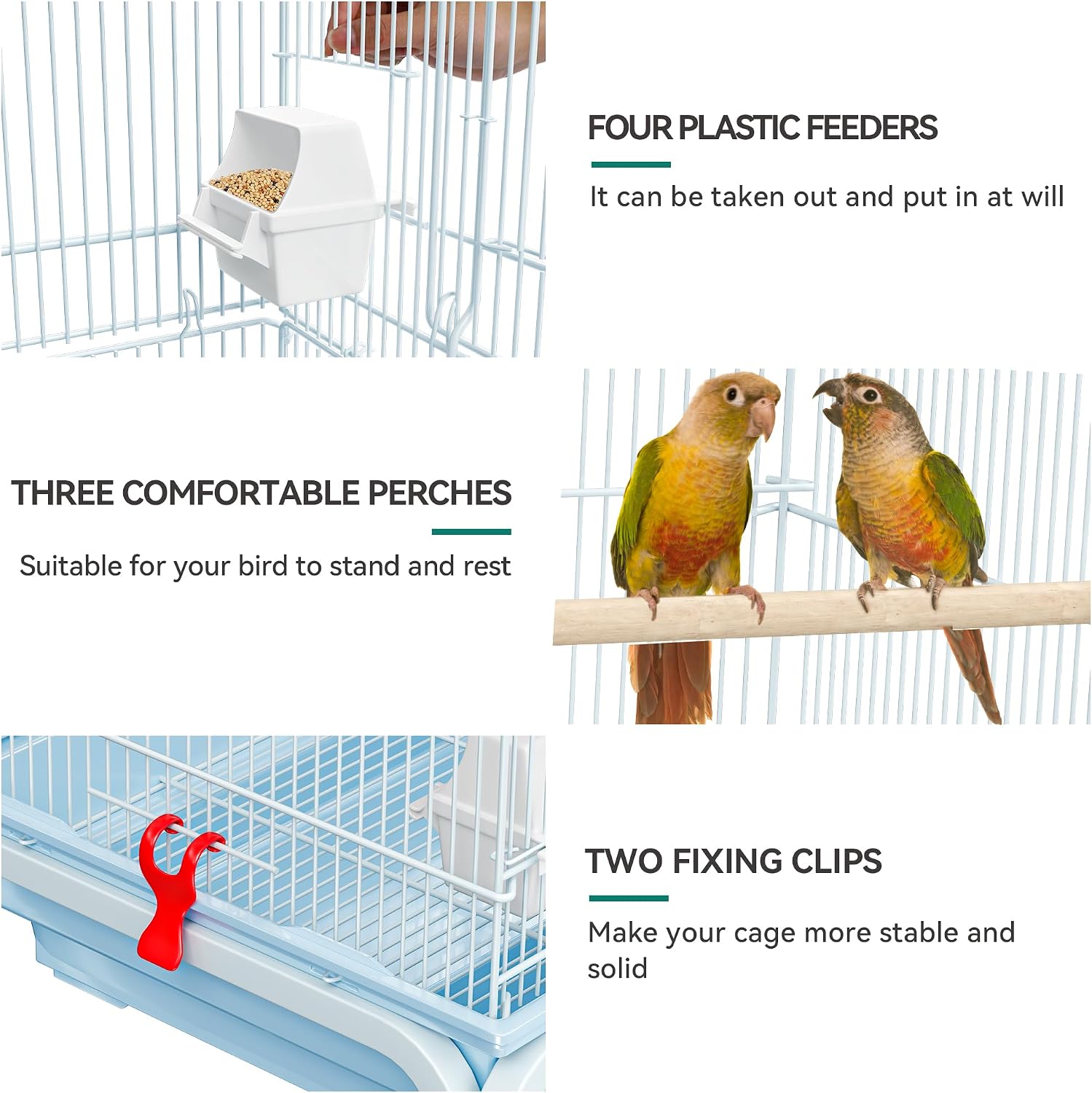 62 inch Metal Bird Cage, Large Parakeet Cages | Bird Cage for Parrot, Cockatiel, Lovebird, Pigeon with Roof Top