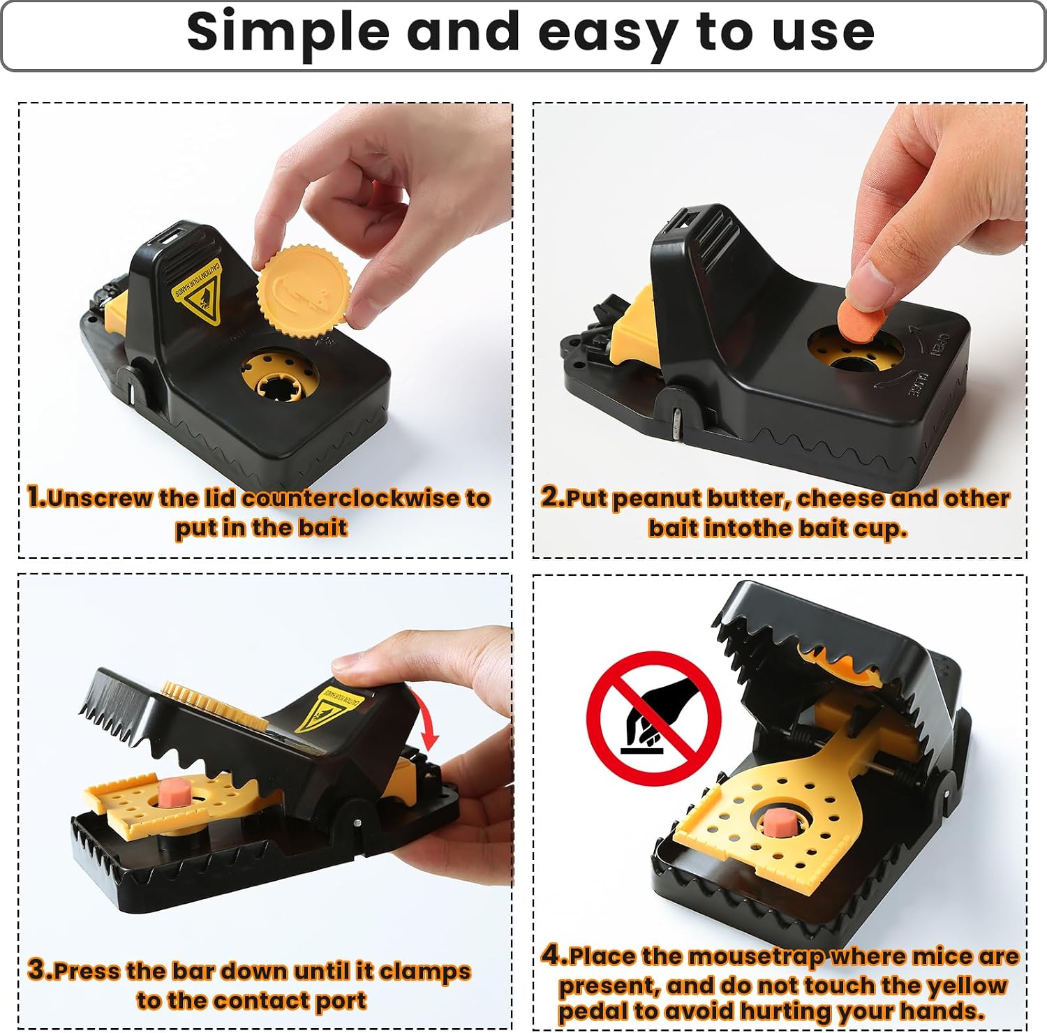 Mouse Traps Humane, Rat Trap Safe Quick Effectively No Touch clip Mouse Trap, Reusable Plastic Mousetraps Used Indoor