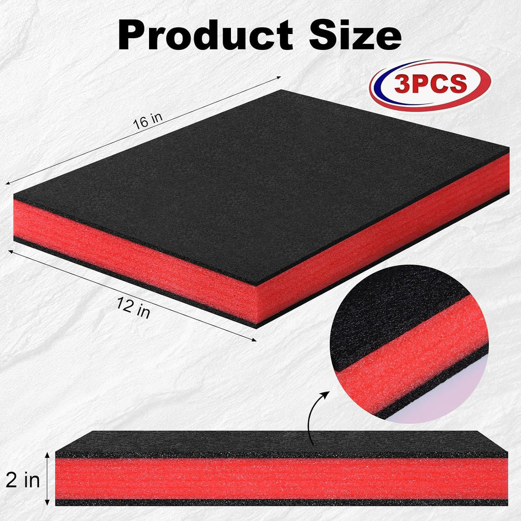 Tool Box Foam Inserts, 3 Pack 16"x12"x2" Cuttable Polyethylene Sheets