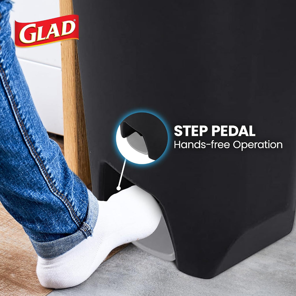 20 Gallon Trash Can with Clorox Odor Protection | Plastic Kitchen Waste Bin | Hands Free with Step On Foot Pedal and