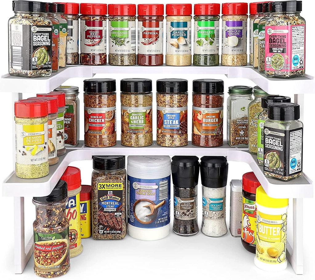 Deluxe - Expandable Spice Rack and Stackable Cabinet & Pantry Organizer (1 Set of 2 Shelves) - As seen on TV Deluxe