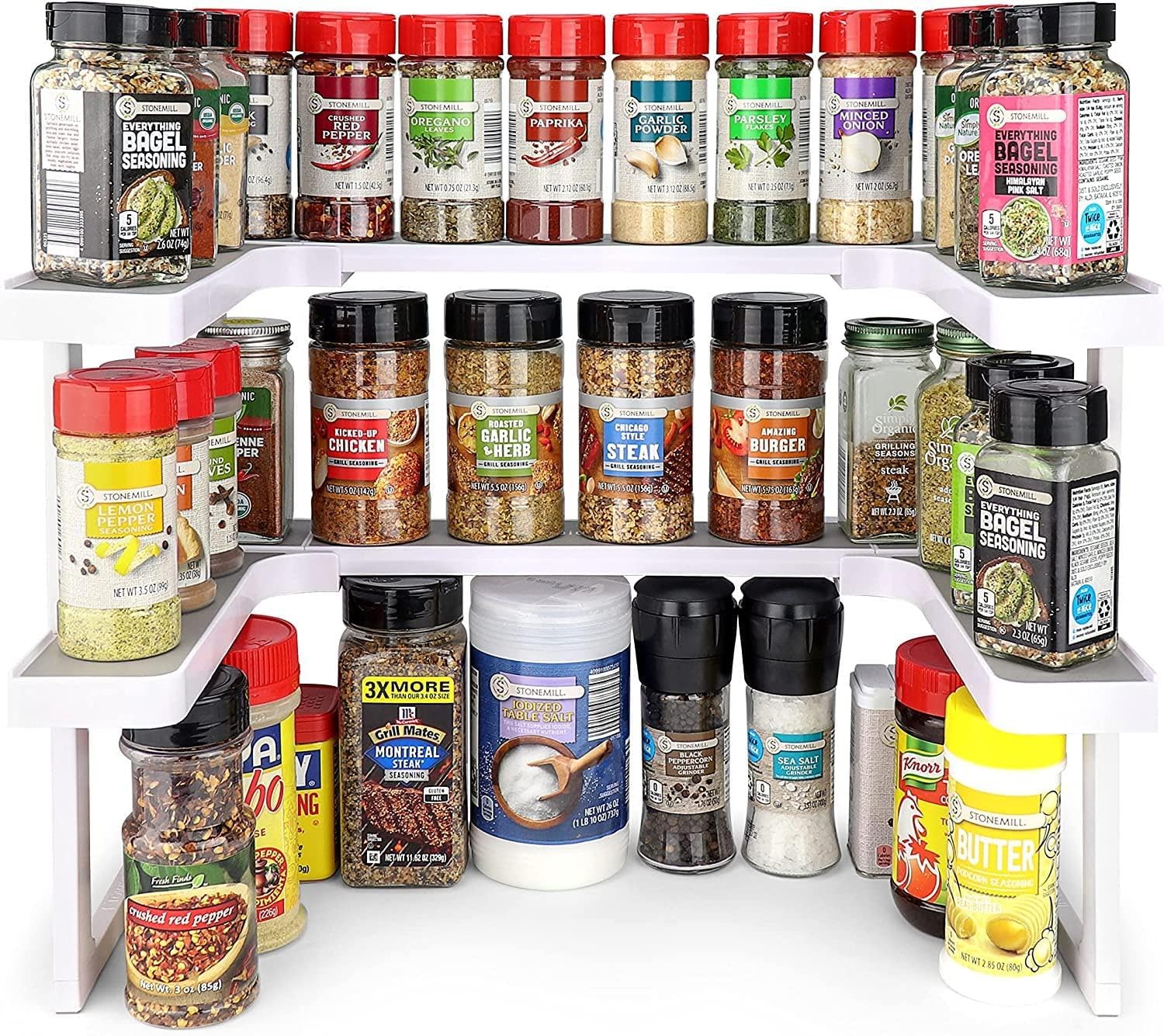 Deluxe - Expandable Spice Rack and Stackable Cabinet & Pantry Organizer (1 Set of 2 Shelves) - As seen on TV Deluxe