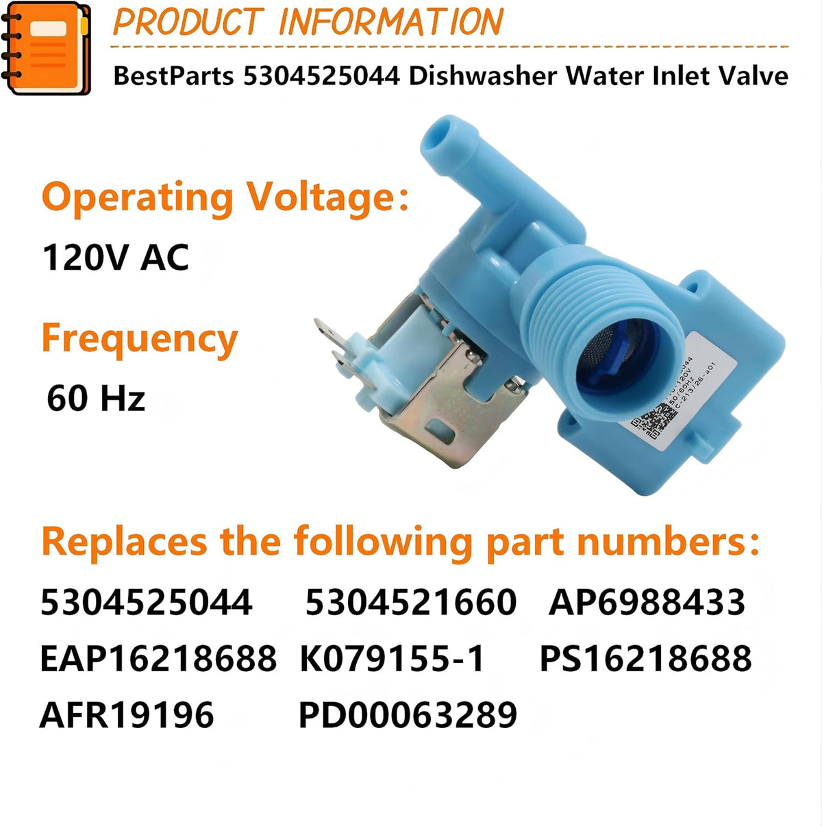 BestParts 5304525044 Dishwasher Water Inlet Valve