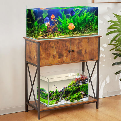 20-29 Gallon Aquarium Stand with Cabinet, 20 Gallon Long Fish Tank Stand with 31''L * 12''W Tabletop, Double Heavy