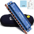 Harmonica Key of C, 10 Holes 008K Diatonic Mouth Organ with Blue Case, Standard Harmonica For Adults, Professionals