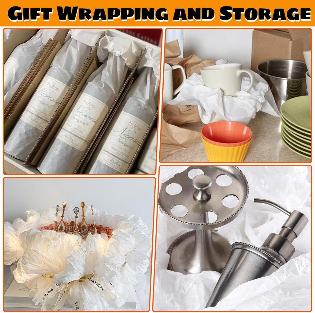 200 Sheets 20 x 20 Inch White Unbuffered Acid Free Tissue Paper for Storage