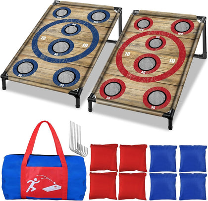 Portable Cornhole Board Set with 8 Bean Bags Corn Hole Toss Game Cornhole Games for Indoor and Outdoor Parties, Ideal