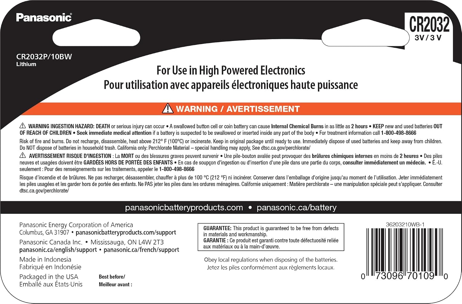 CR2032 3.0 Volt Long Lasting Lithium Coin Cell Batteries in Child Resistant, Standards Based Packaging, 10 Pack