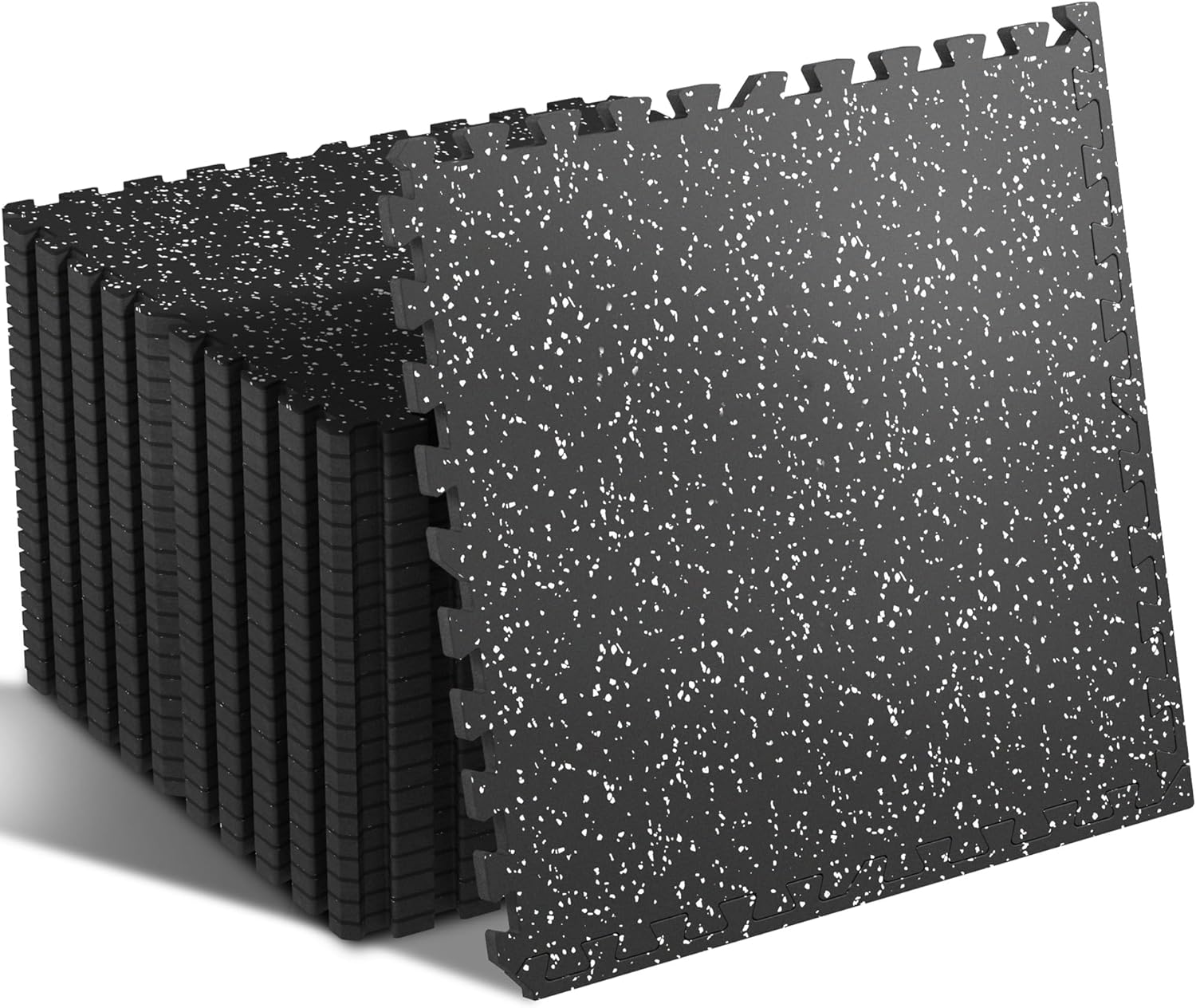 0.4'' Thick 24 Pcs 96 Sq Ft Rubber Top Exercise Equipment Mats, High Density EVA Foam Mats with Rubber Top