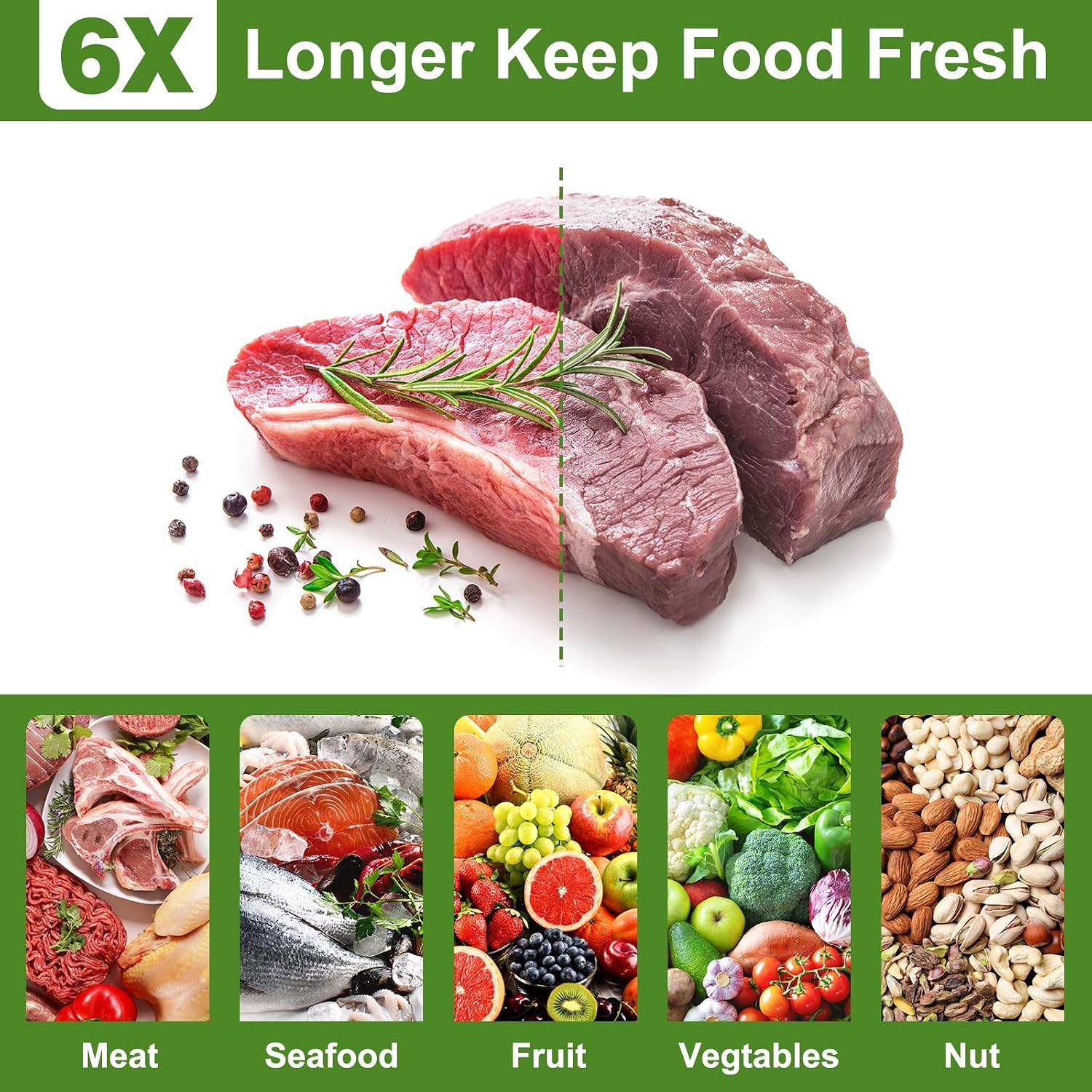 Vacuum Sealer Bags for Food Storage, 3 Rolls 11" x 33', Cut-to-Size Bags