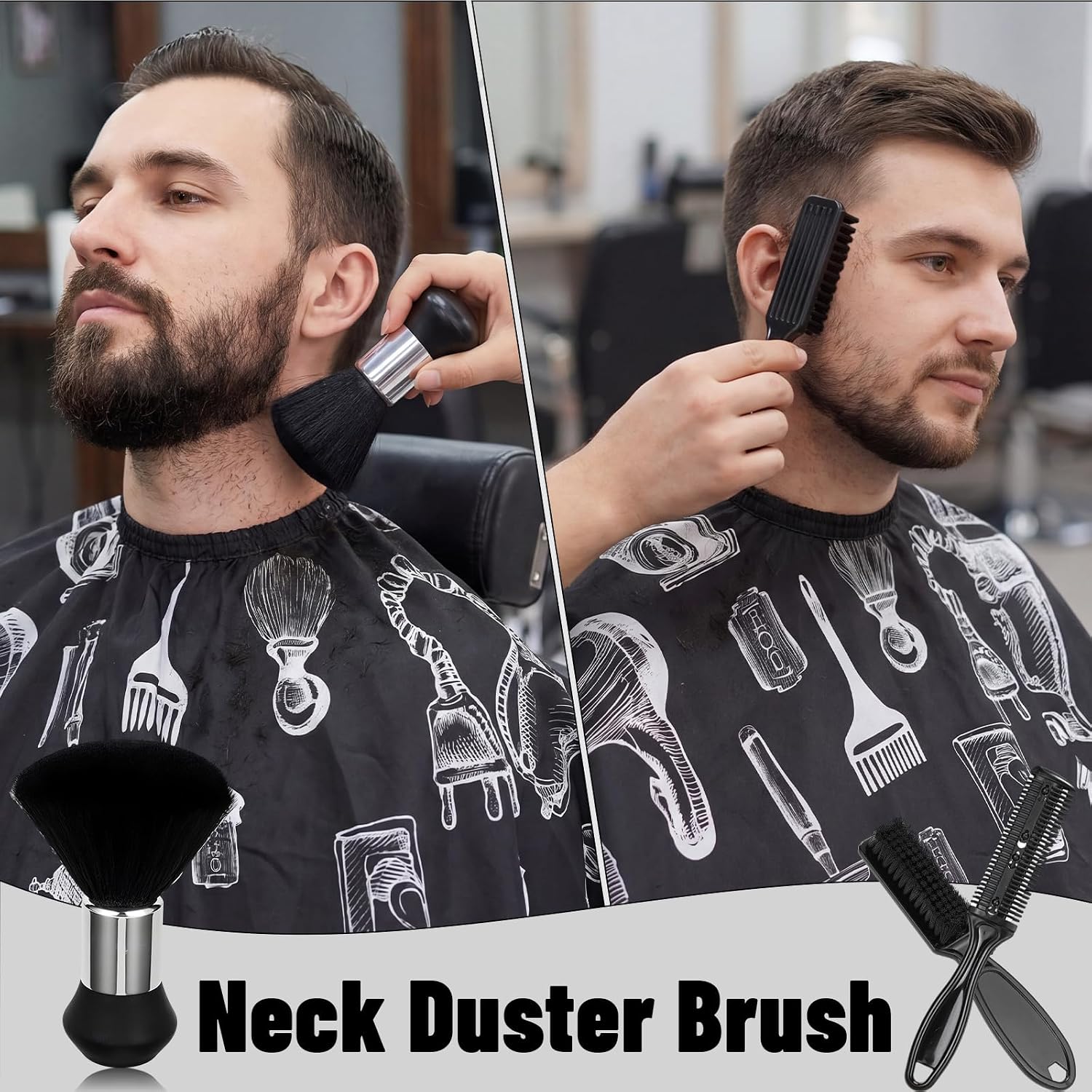 10 Pcs Barber Cape Kit with Combs, Clips, Neck Duster for Home Salon | Barber Gifts for Men,Lightweight