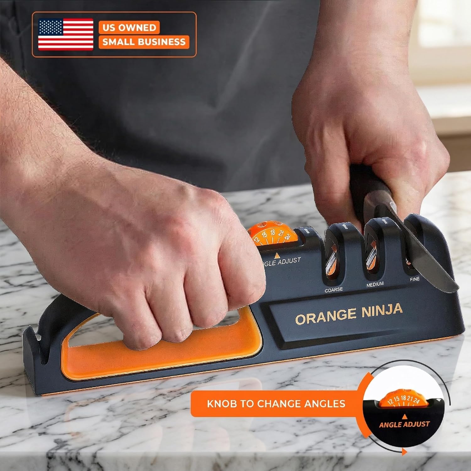 5 Precision Adjust Knife Sharpener- 3-Stage Premium Kitchen Knife Sharpener to Repair, Restore & Polish Blades by