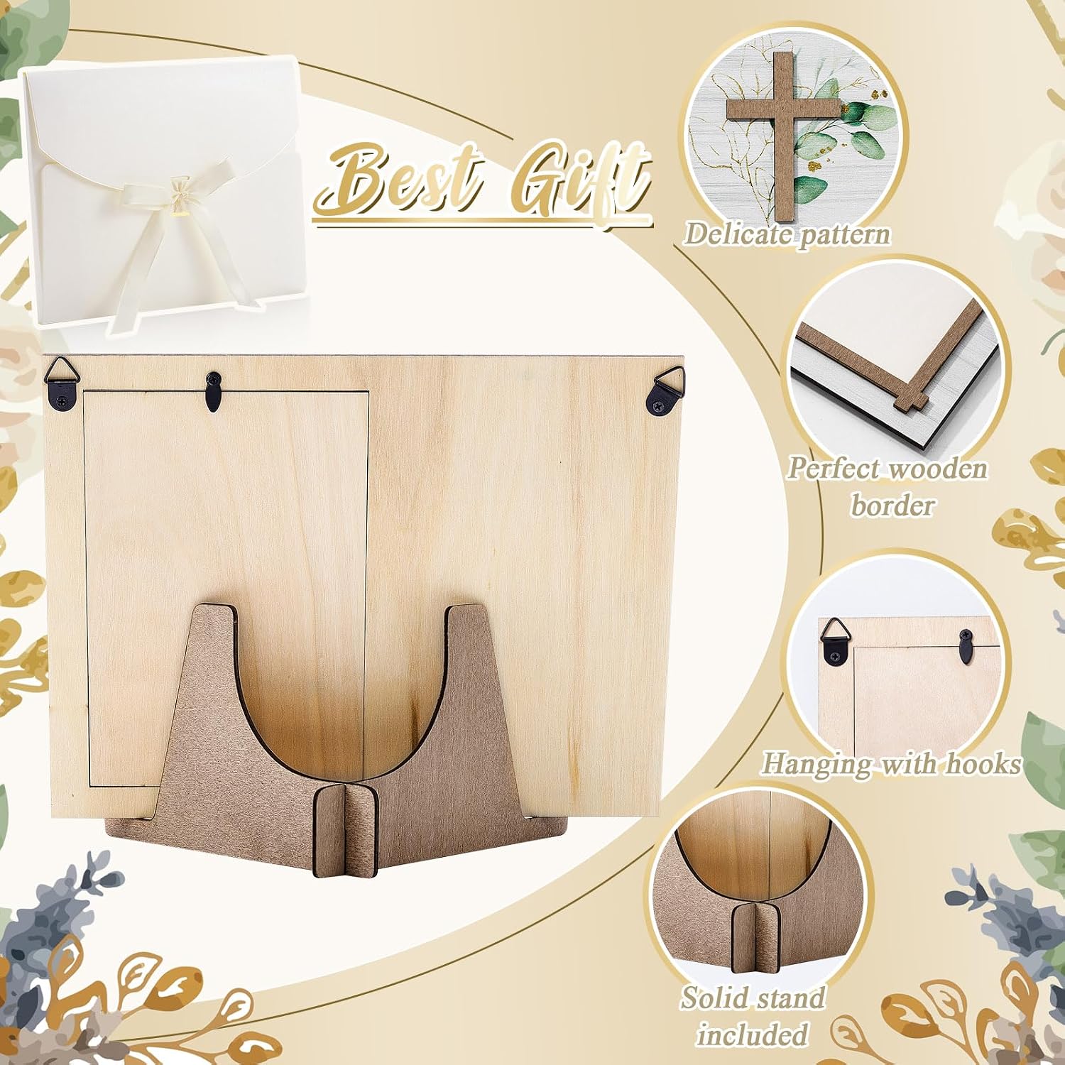 Baptism Gifts for Boys Girls, Baptism Photo Frame with Gift Box, Leaf