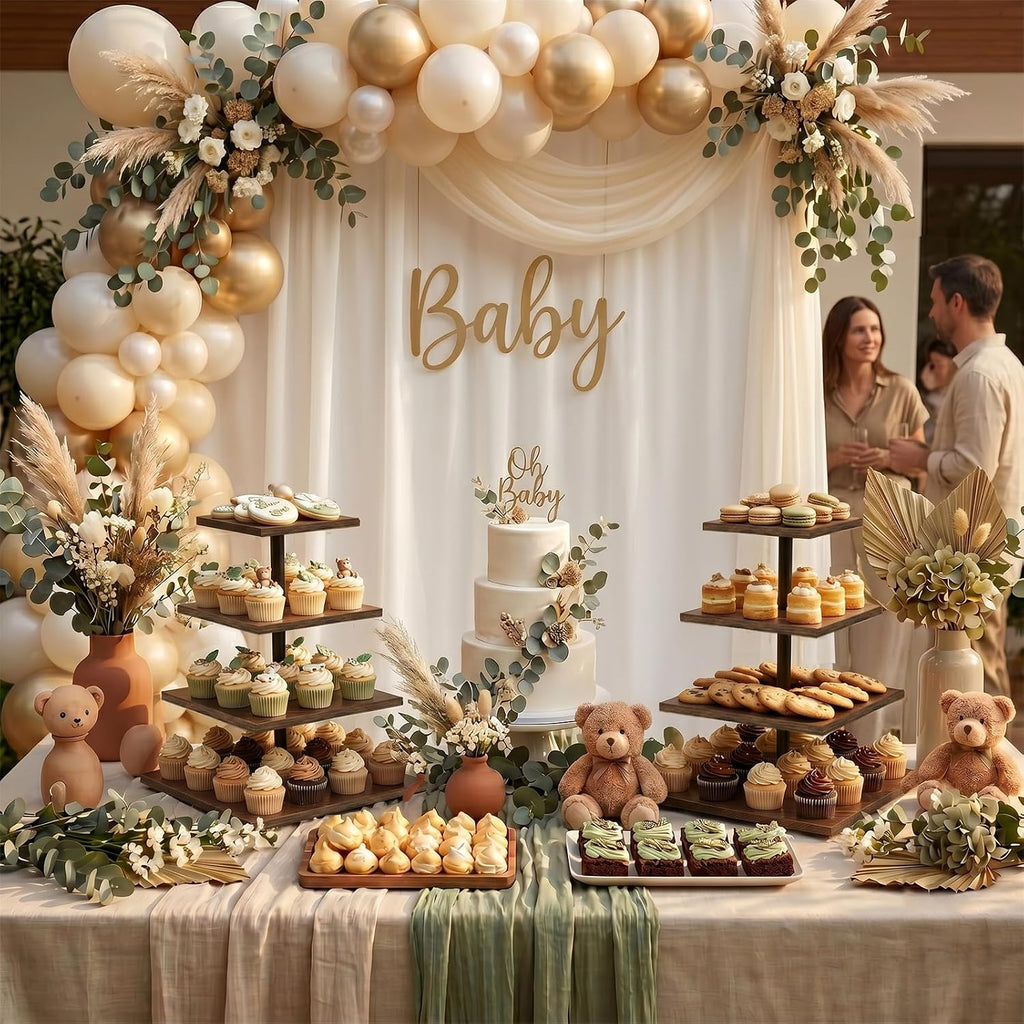 Wooden 4 Tier Cupcake Stand for 50 Cupcakes,Cupcake Holder,Cupcake Tower,Tiered Tray Stand for Birthday Bar Décor