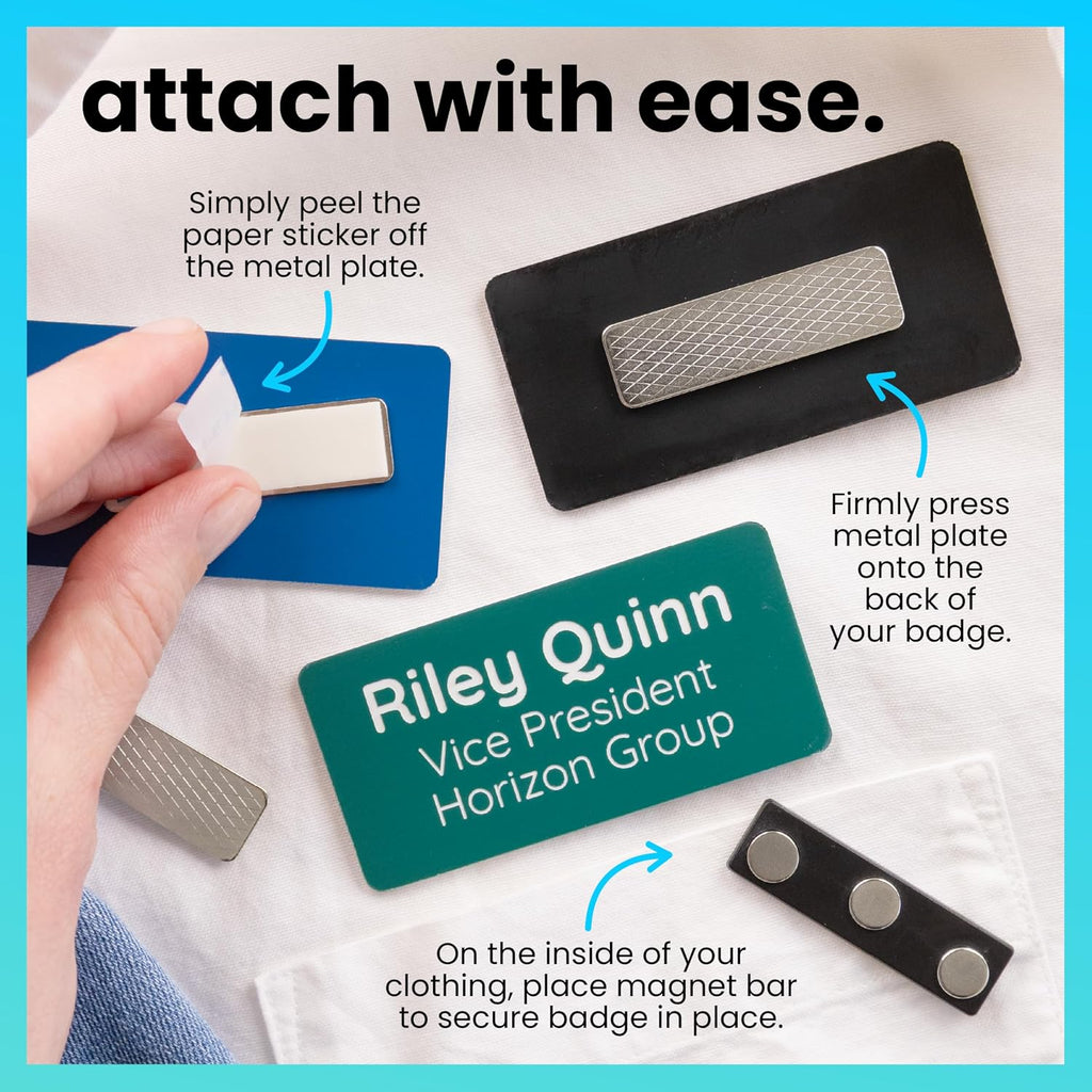 10 Premium Quality Magnetic Name Tag Holders with 3 Neodymium Magnets