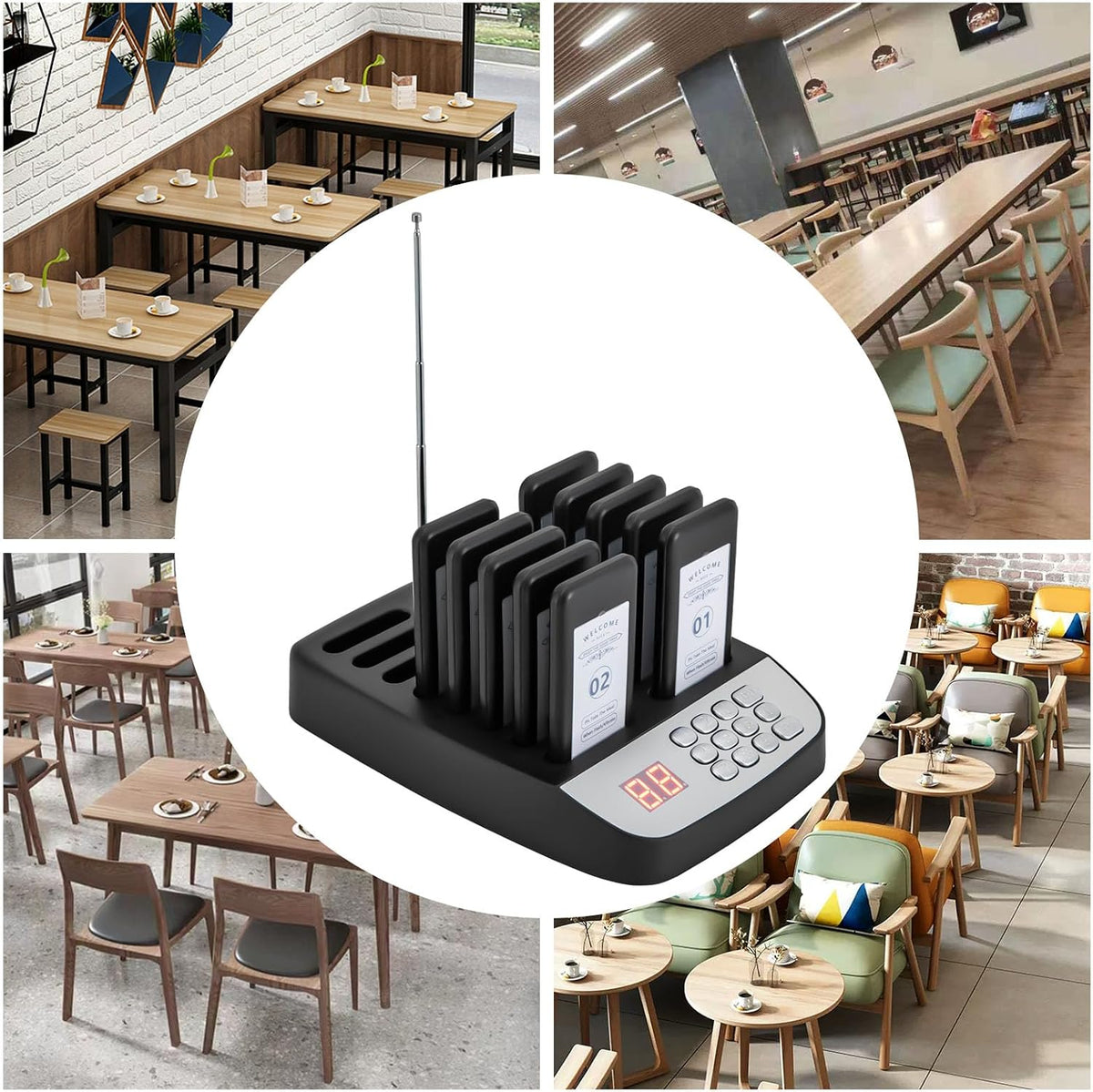 Restaurant Pager,Lineup Queue Signal Beepers, VibrationWireless Guest Customer Service Calling System,Social