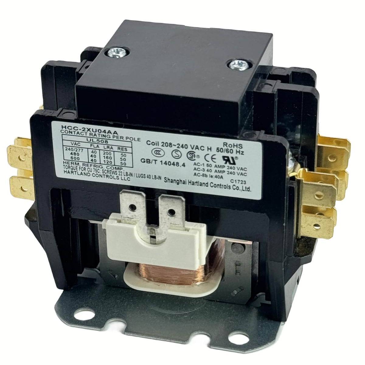 HCC-2XU04AA 208V-240V 40A DPST Contactor,50-60Hz Bipolar AC contactor