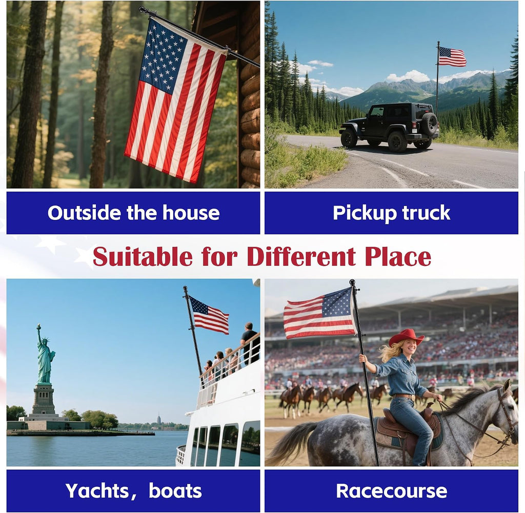 Flag Pole for Outside House, Black Garden Flag Pole with Flag Pole Rings, Heavy Duty Metal Indoor Outdoor House Yard