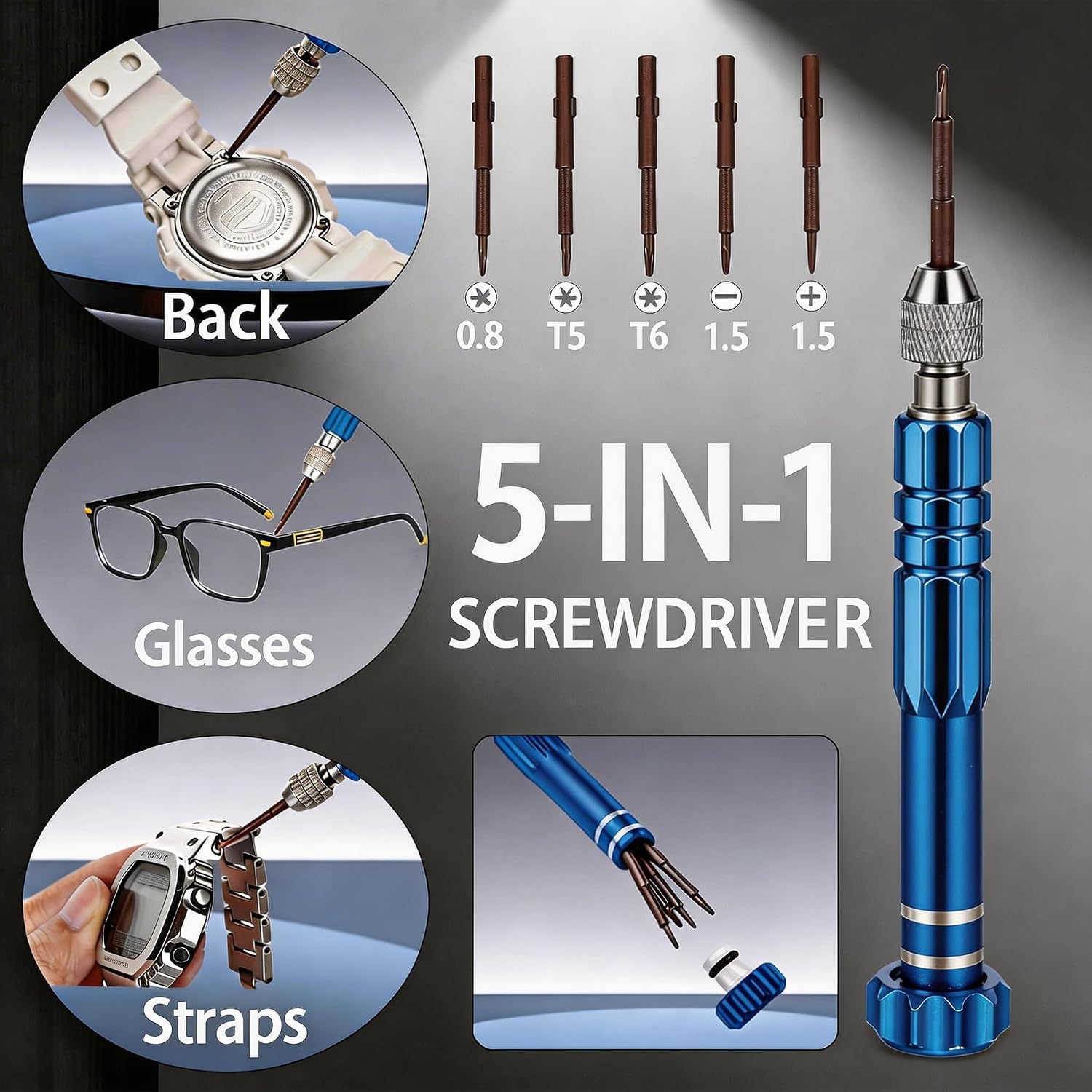 Watch Link Removal kit - Adjustment Tool Kit,Watch Band Tool with Spring Bars,5-in-1 Precision
