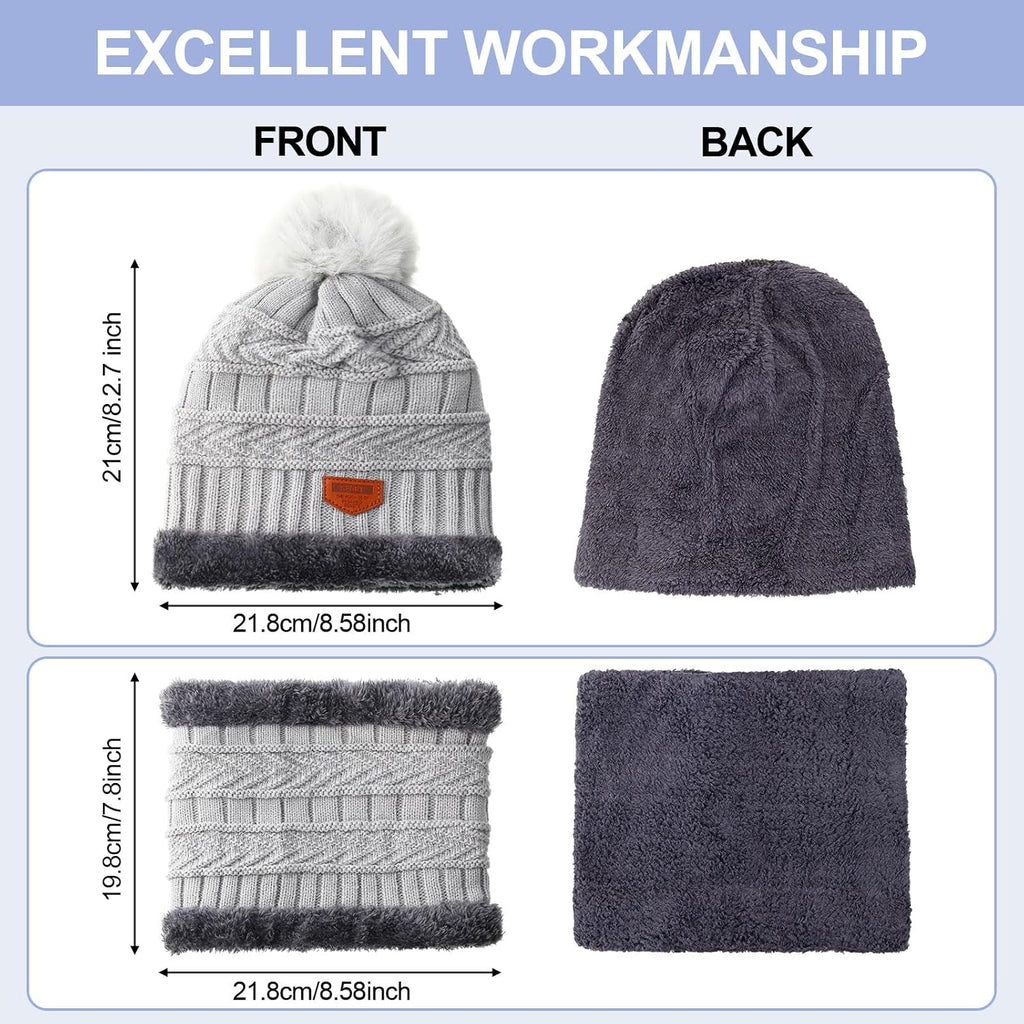 12 Pieces Kids Winter Hat Glove Scarf Sets Thick Fleece Knitted Beanie Touchscreen Warmer Gaiter for Boys and Girls