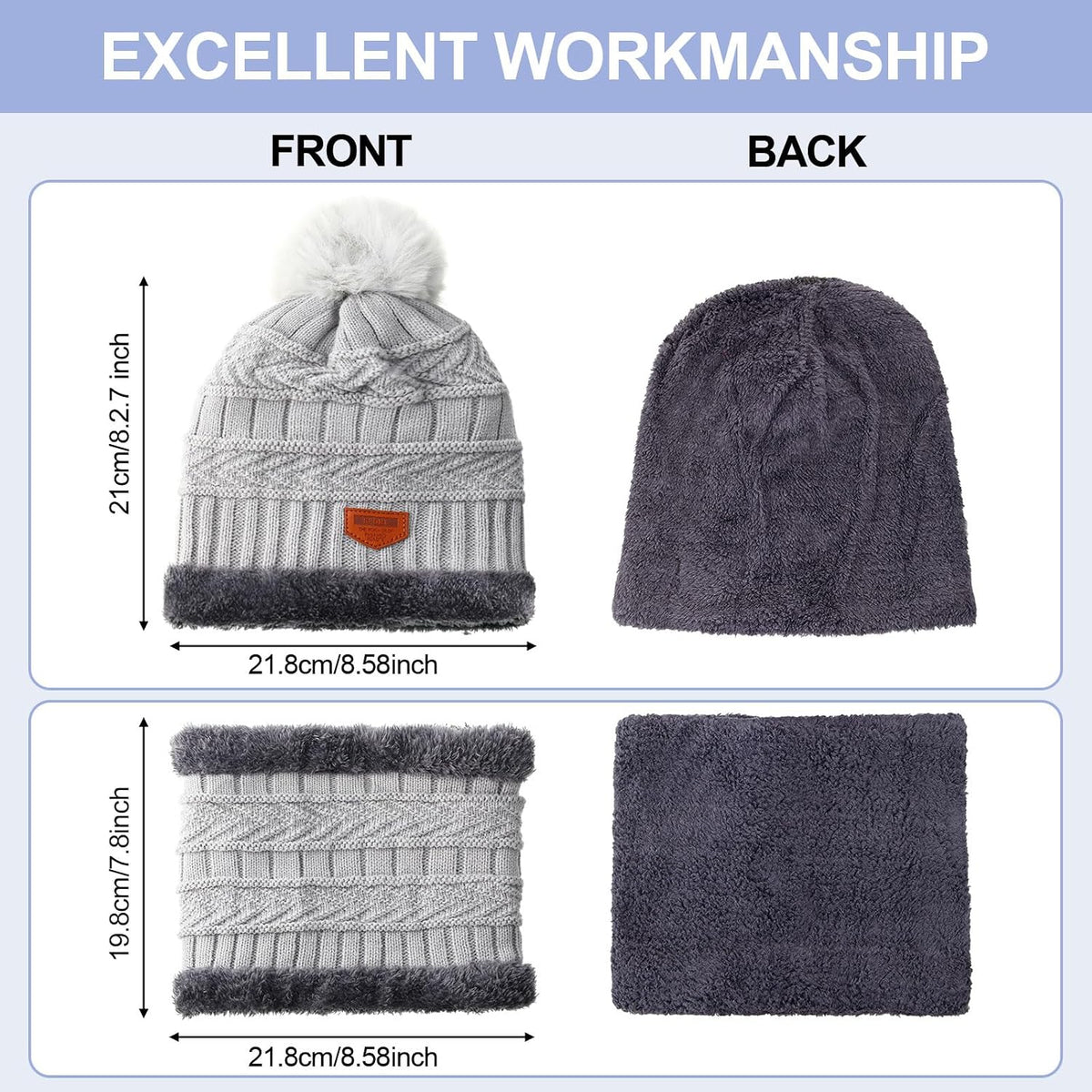 12 Pieces Kids Winter Hat Glove Scarf Sets Thick Fleece Knitted Beanie Touchscreen Warmer Gaiter for Boys and Girls