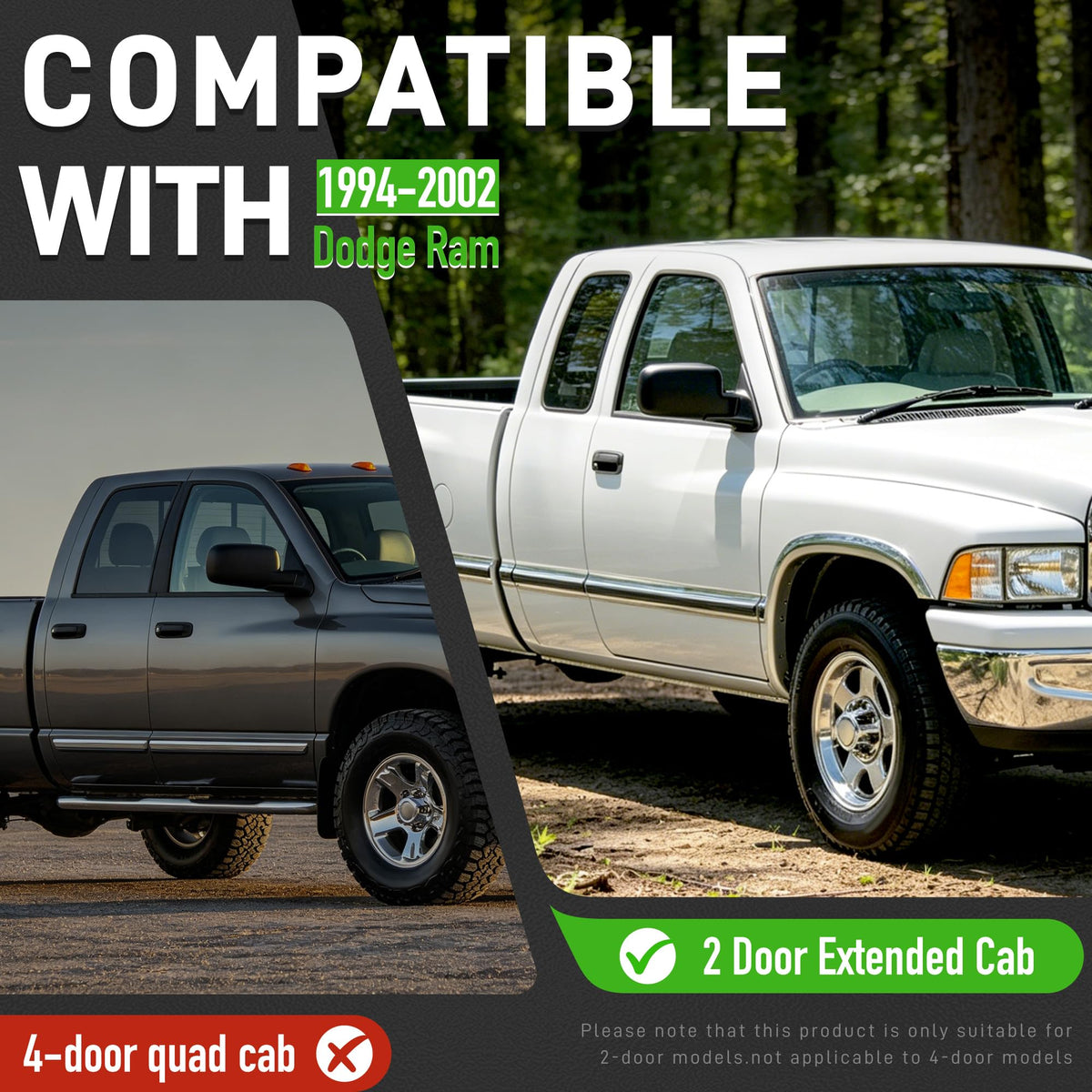 KUAFU Rocker Panels Compatible with 1994-2002 Ram 1500