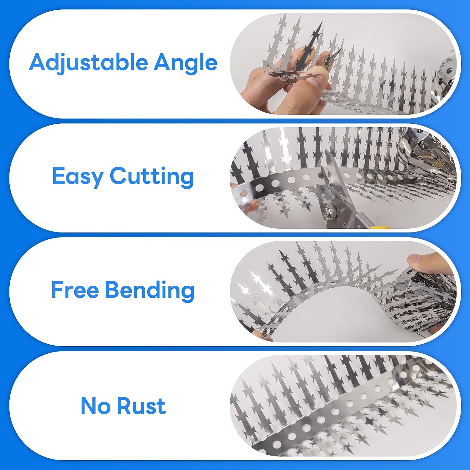 Raccoons Squirrel Baffle Spikes Deterrent, 120in Stainless Steel Pigeons Bird Spikes, Avoided Snakes Cats, Nests on