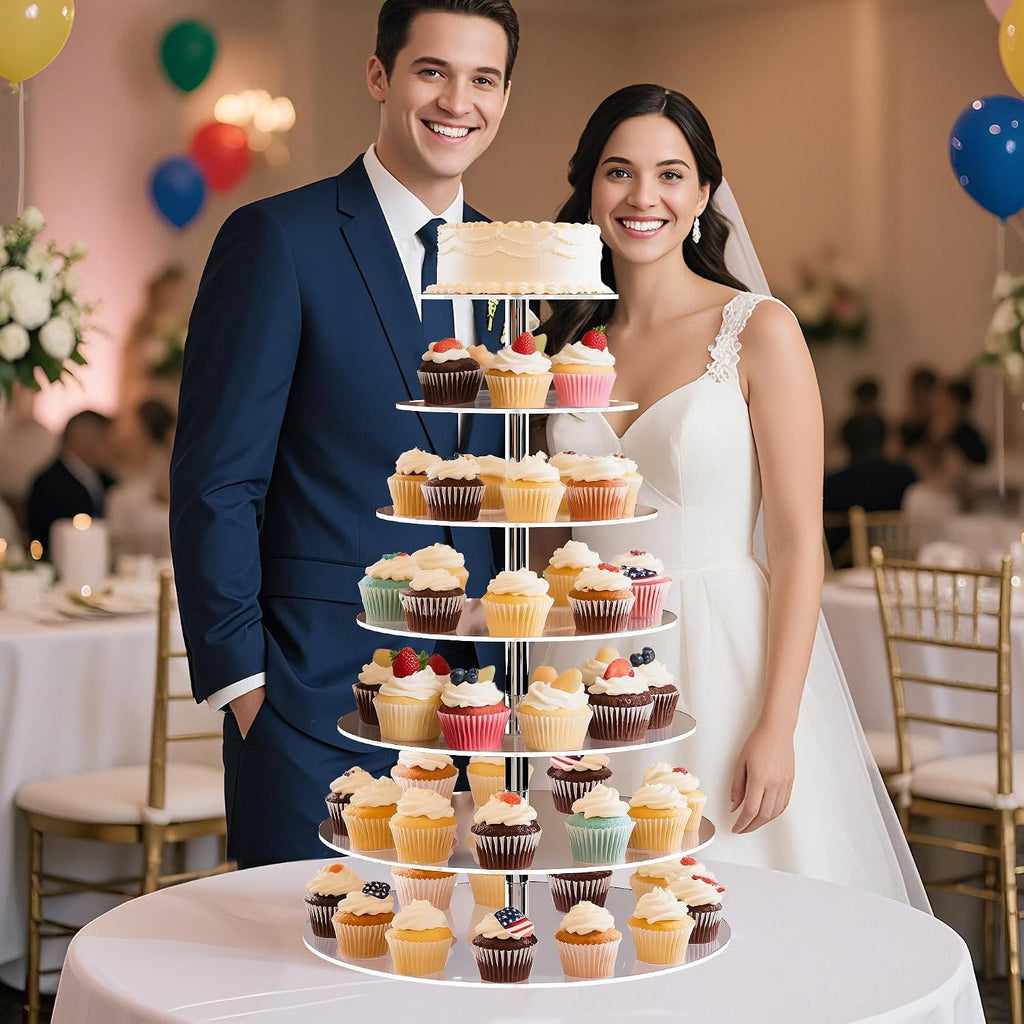 7 Tier Cupcake Stand Tiered Round Cupcake Tower for 68 Cupcakes