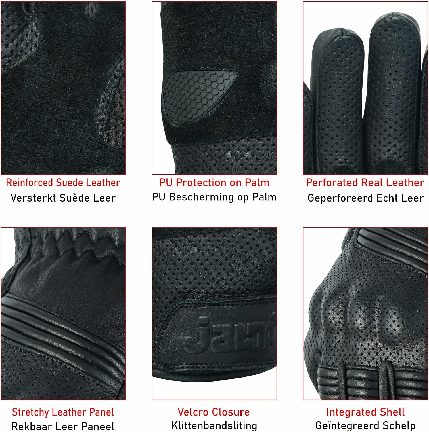 Motorcycle Gloves for Men and Women Summer Leather Riding Touchscreen with Hard Knuckle Perforated Breathable Biker