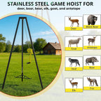 Deer Hoist,Tripod Game Stand with Gambrel and Manual Crank for Hanging Game,Portable Deer Hanger for