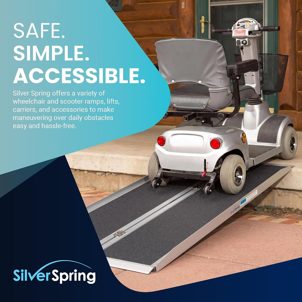 Folding Aluminum Wheelchair Ramp, 600 lb Capacity, 6 x 29 In