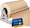 18 Inch Paper Roll Dispenser and Cutter - Heavy-Duty Wall Mountable, Non Slip Tabletop - Kraft, Freezer, Butcher