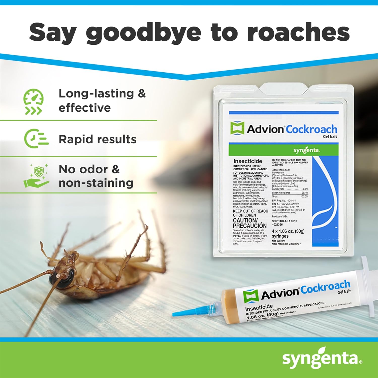 383920 Advion Cockroach Gel Bait 4 X 30 Gram Tubes Roach Control