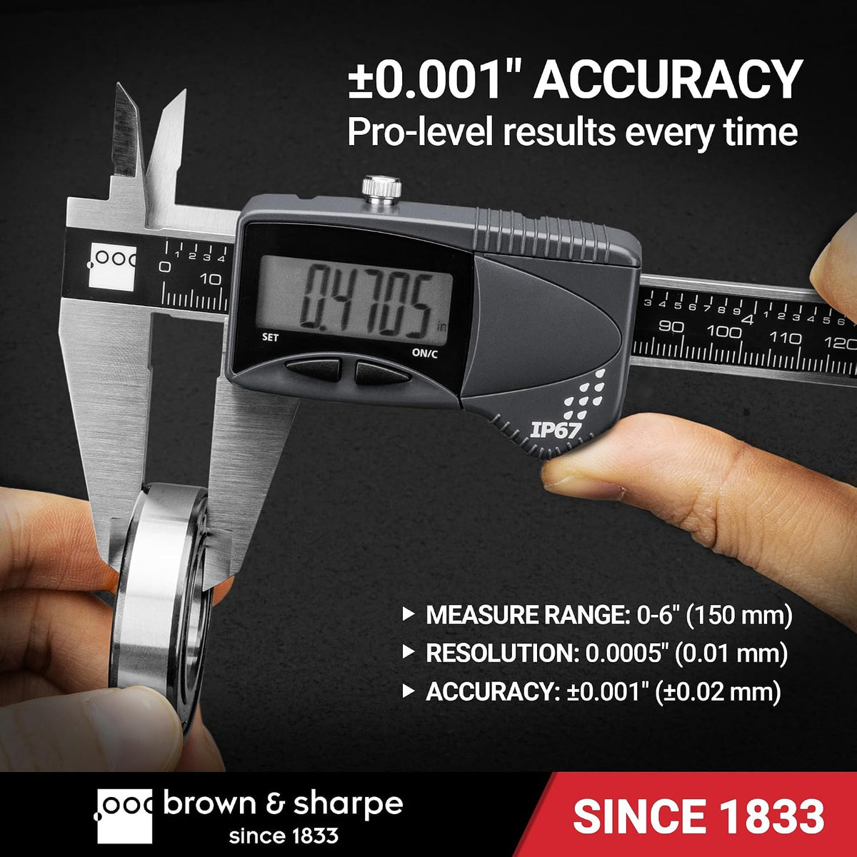 Brown & Sharpe 6 Inch Digital Caliper, IP67 Stainless Steel