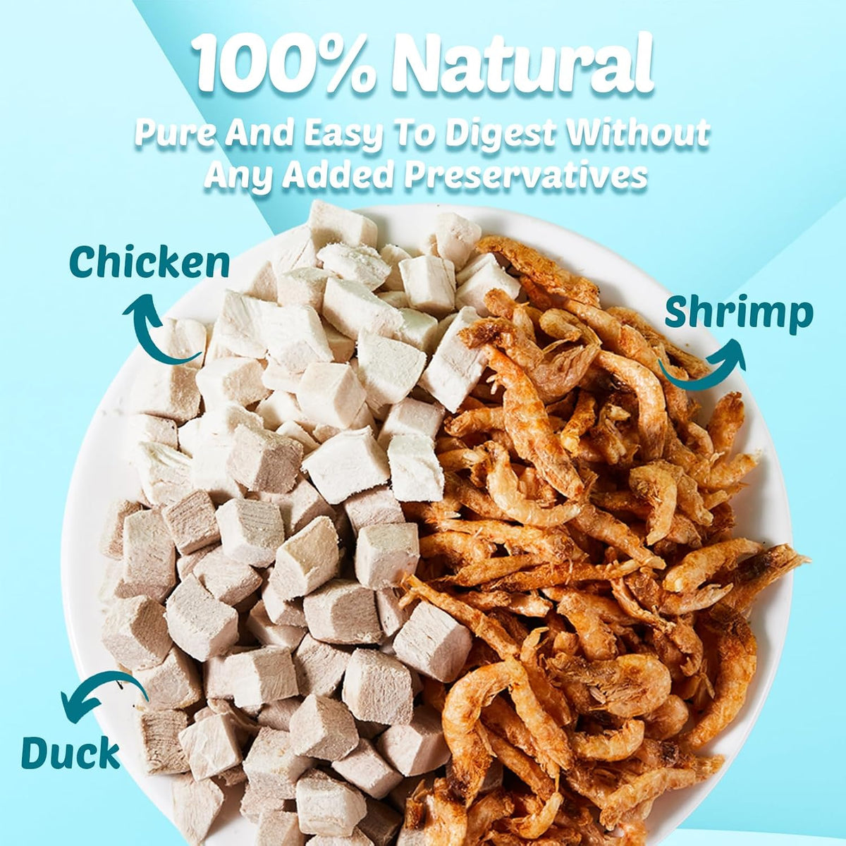 Turtle Food - Natural Freeze-Dried Chicken, Duck and Antarctic Krill – 3 in 1 Premium Treats for Reptiles, Cats &
