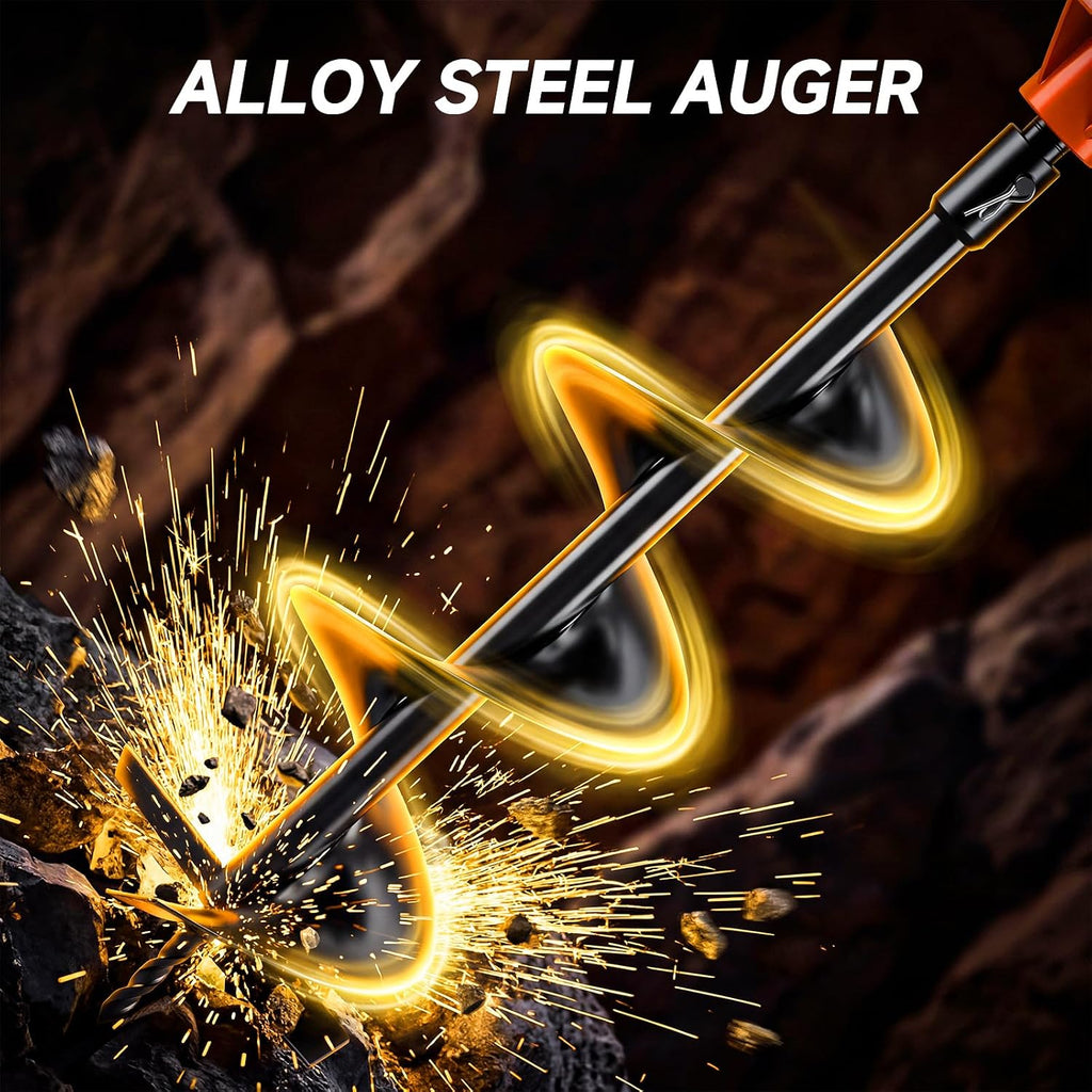63CC 2-Stroke Gas Powered Auger Post Hole Digger with 6"/8" Auger Bits & Ext | Upgraded Earth Post Hole Digger, Power